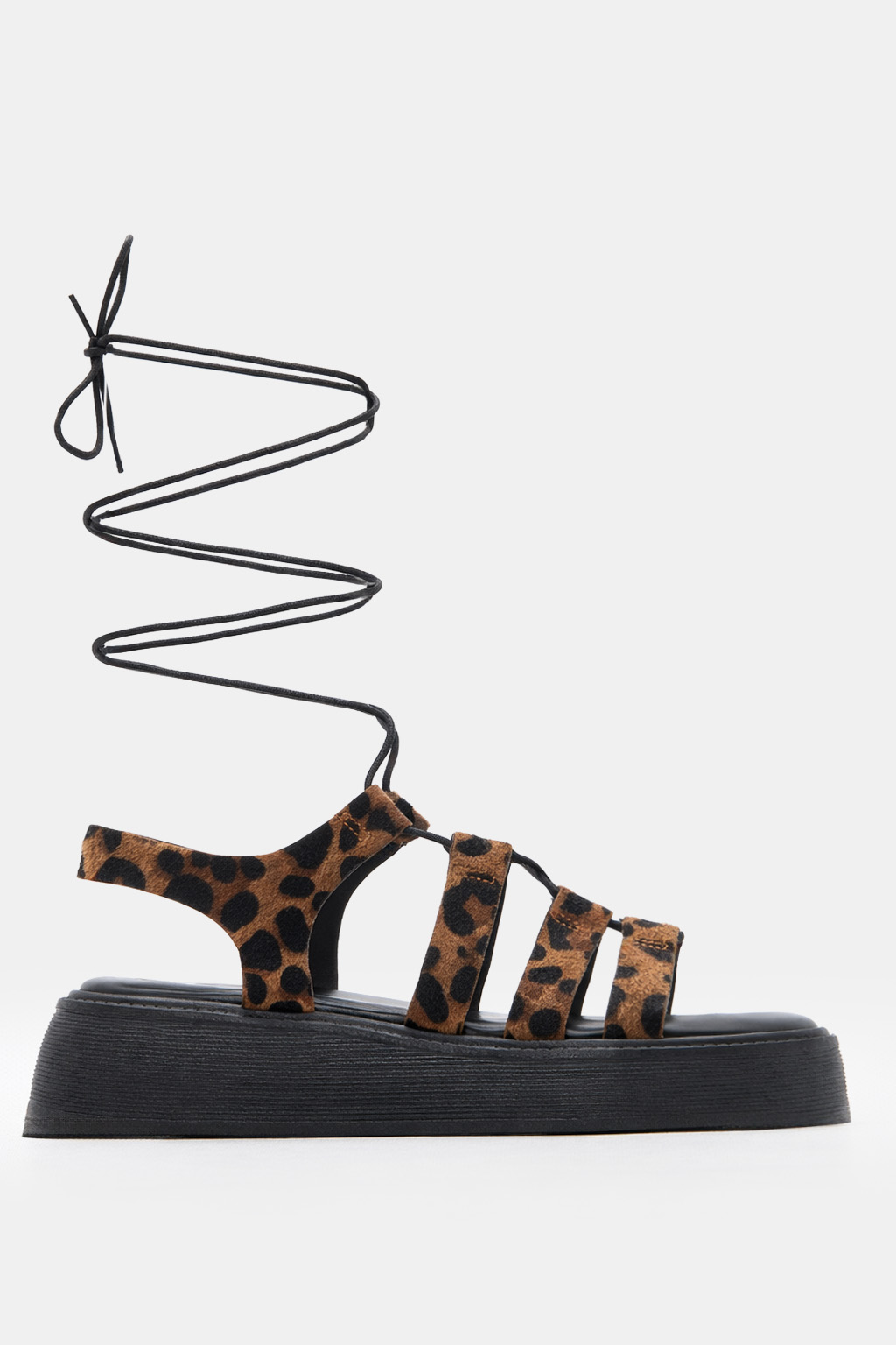 LUIGI DESIGN - Σανδάλια Flatform Lace Up - Animal Print