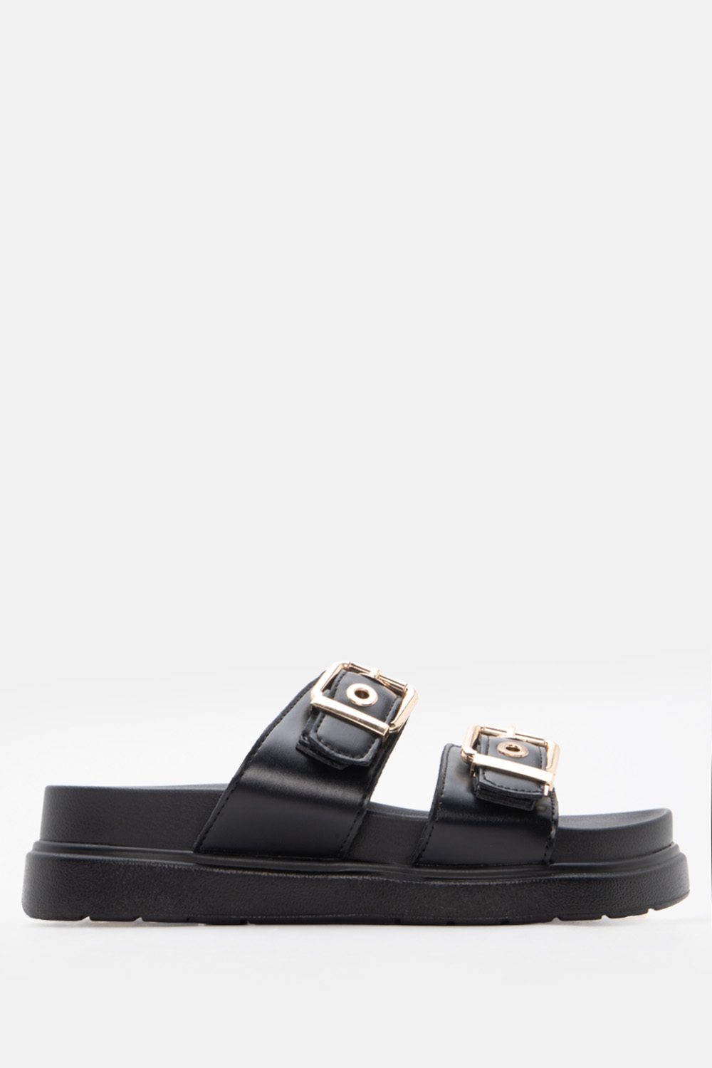LUIGI DESIGN - Σανδάλια Flatform με Διπλές Τόκες - Μαύρο
