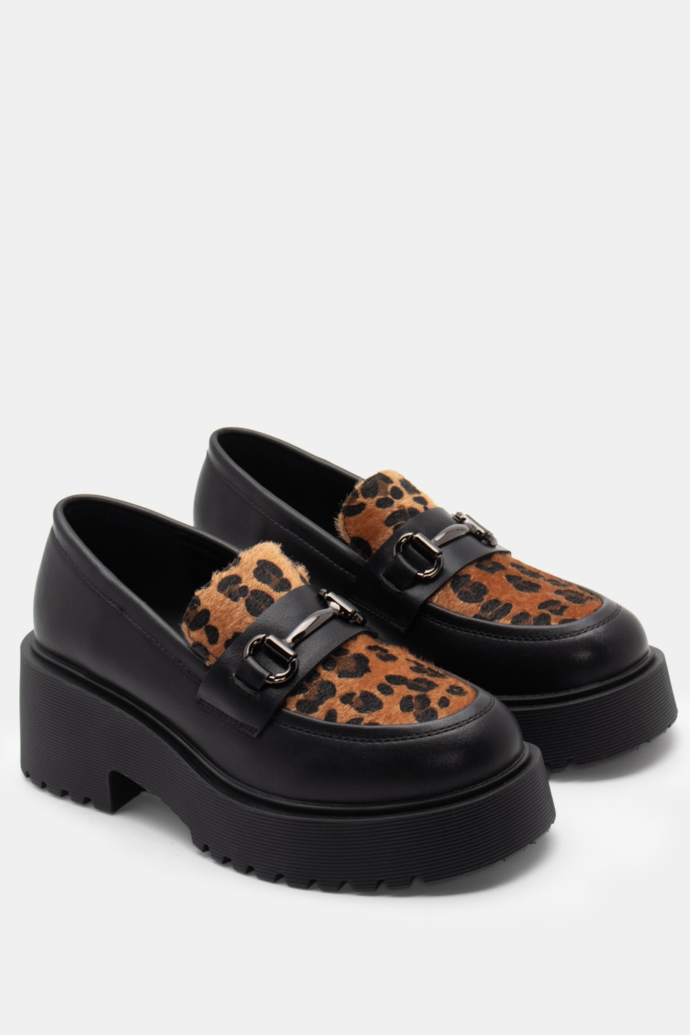 Μοκασίνια Δίσολα με Διακοσμητική Αγκράφα - Animal Print