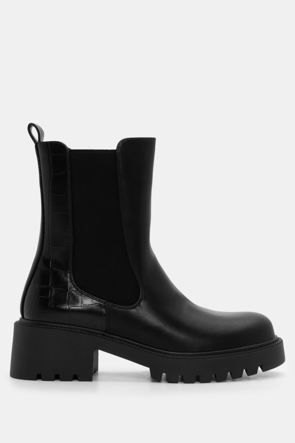 Μποτάκια Chelsea με Λεπτομέρεια Croco - Μαύρο