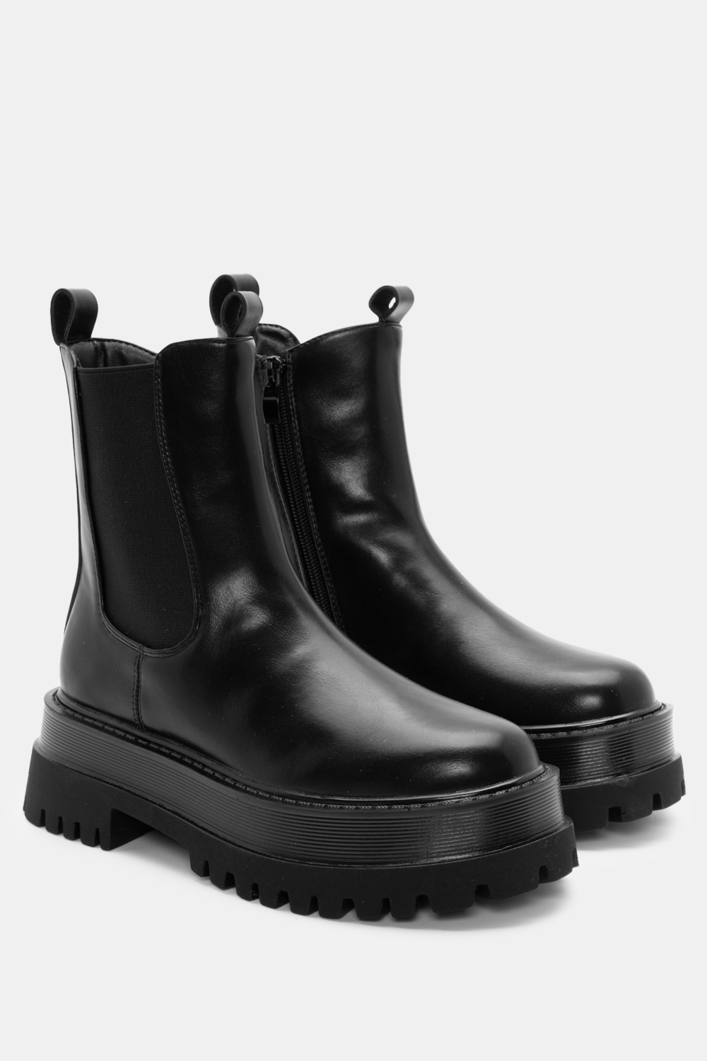 Μποτάκια Chelsea με Τρακτερωτή Σόλα - Μαύρο