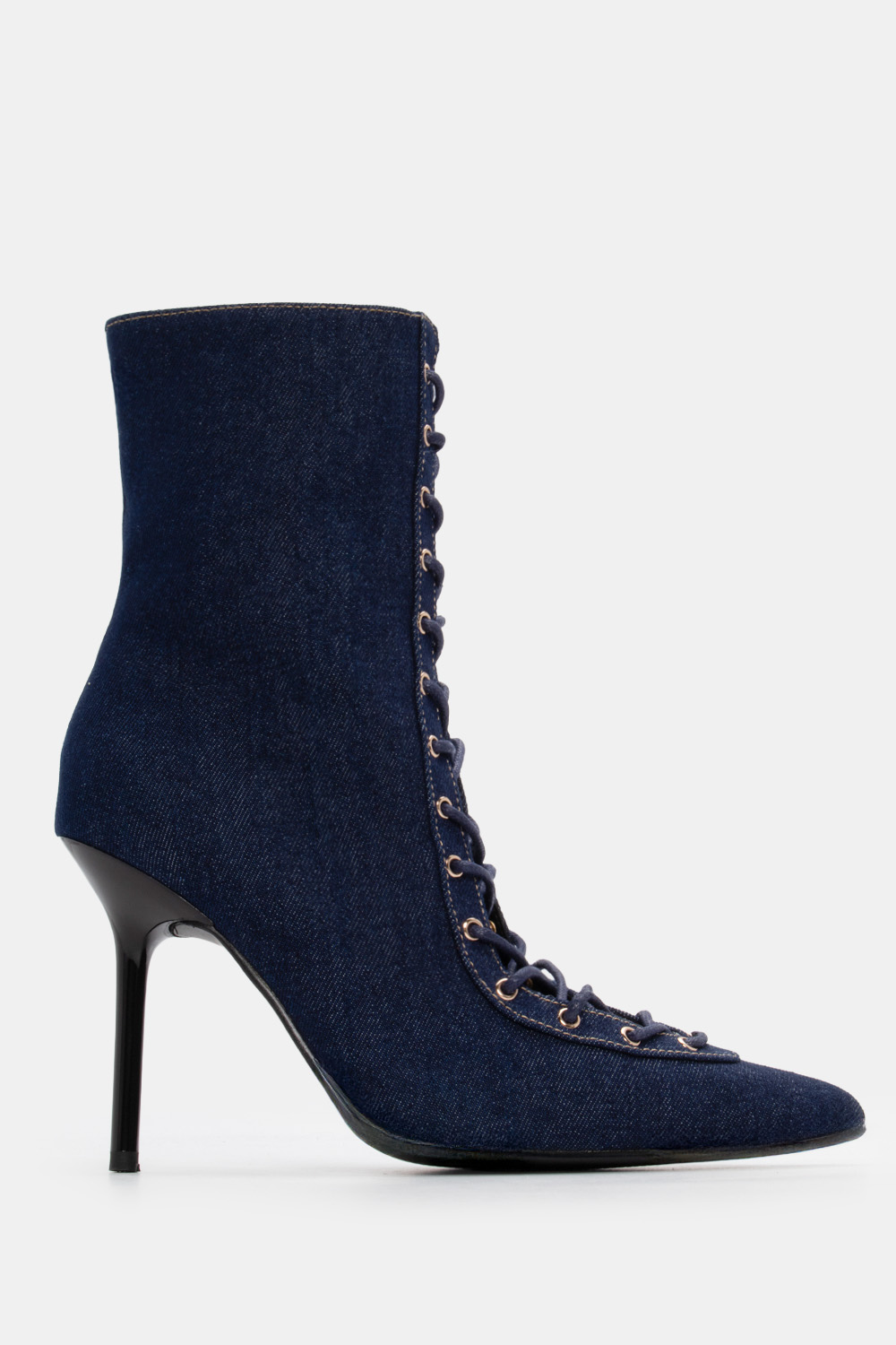 Μποτάκια Jean με Κορδόνια - Μπλε Σκούρο