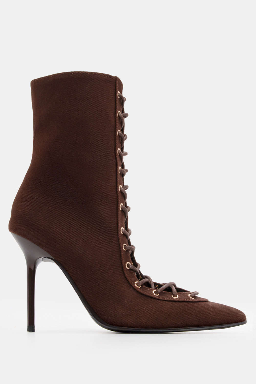 Μποτάκια Jean με Κορδόνια - Καφέ Σκούρο