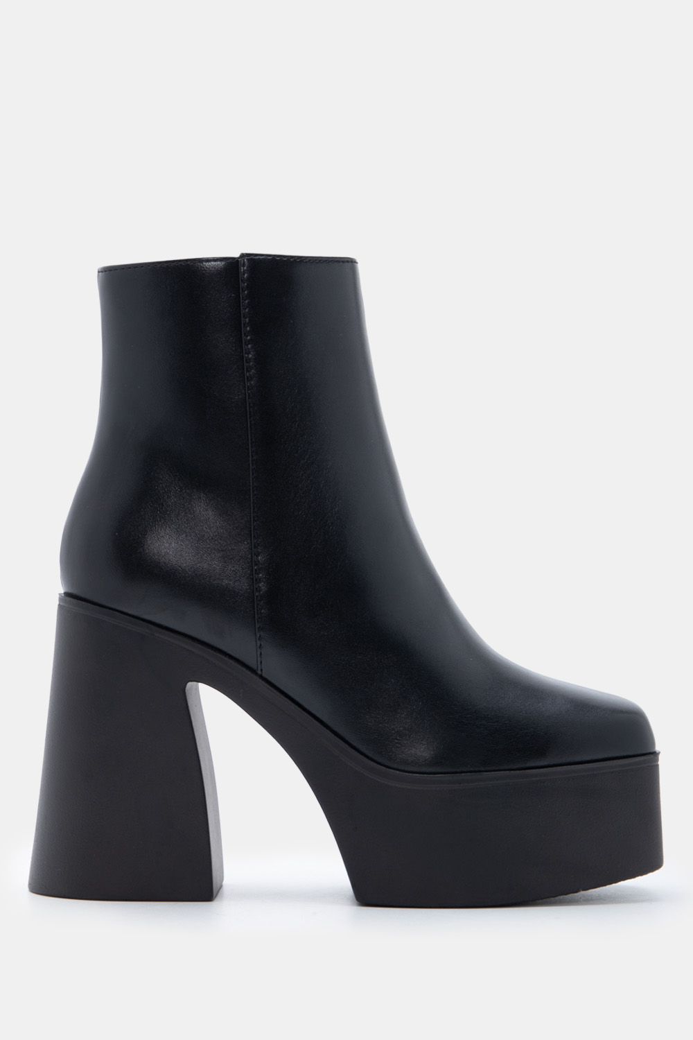Μποτάκια Platform με Τετραγωνη Μύτη & Block Heel - Μαύρ