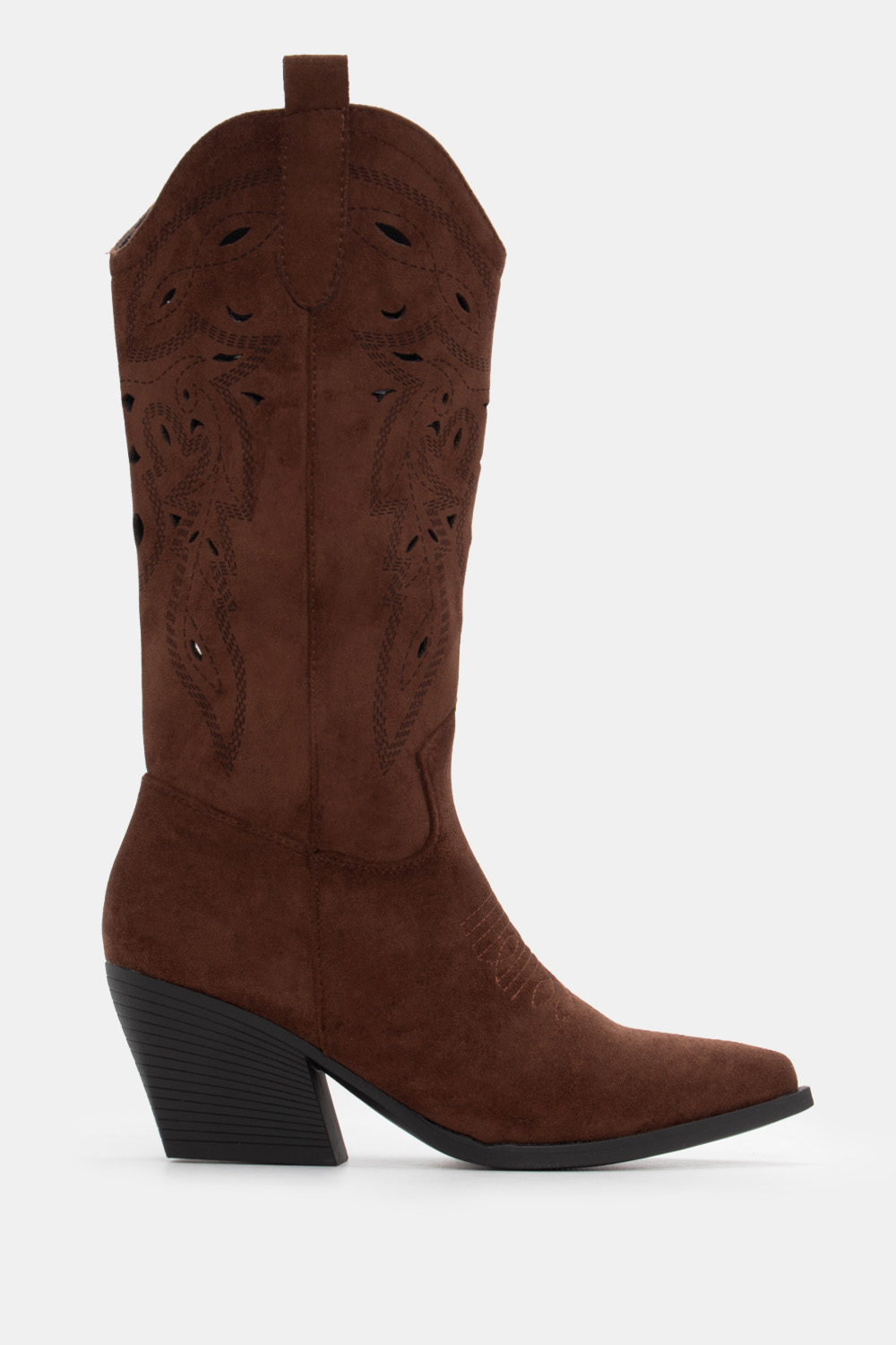 Μπότες Cowboy με Διάτρητο Σχέδιο - Καφέ Σκούρο