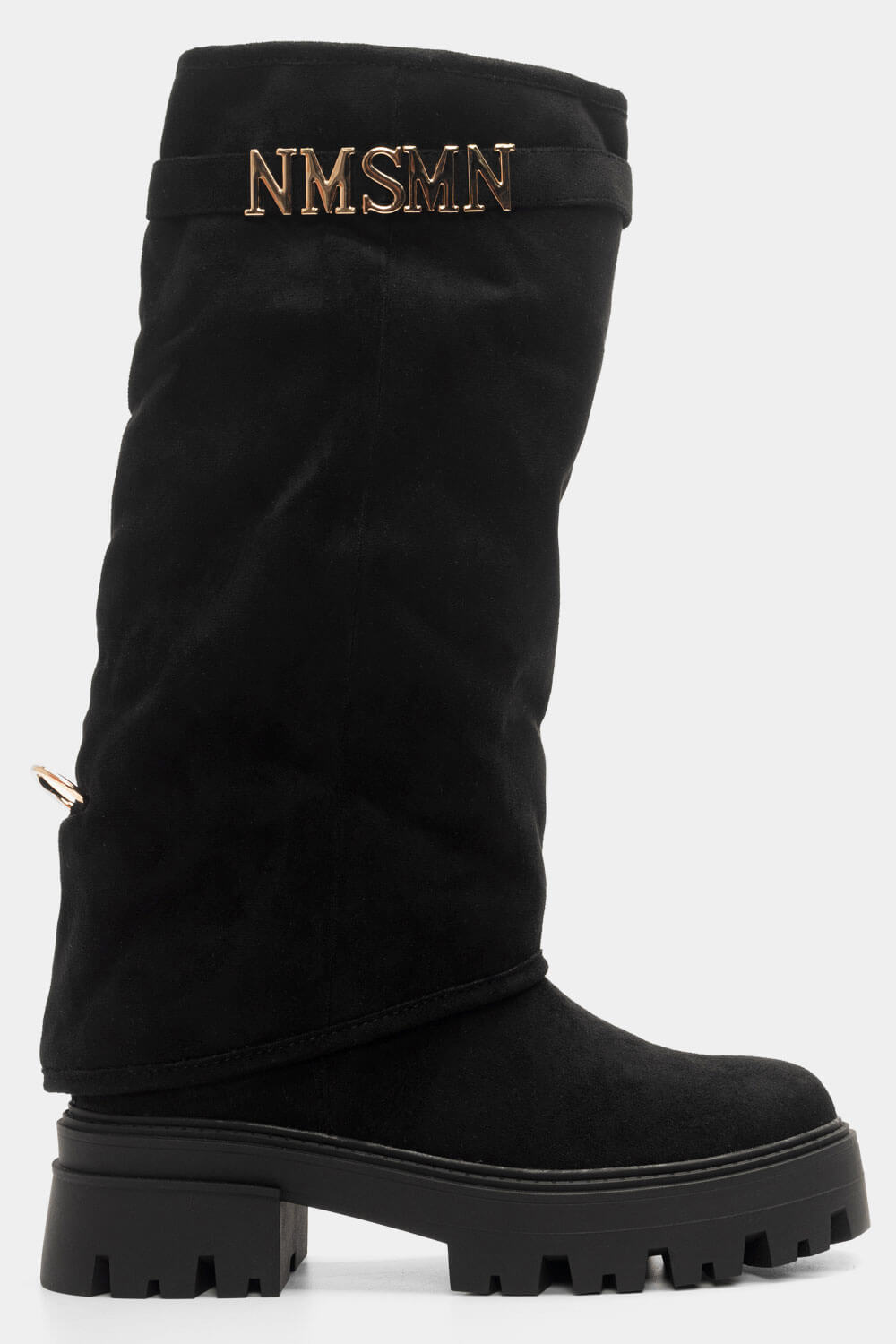 Μπότες > Μπότες Flat Μπότες με Αποσπώμενο Υφάσμα - Μαύρο