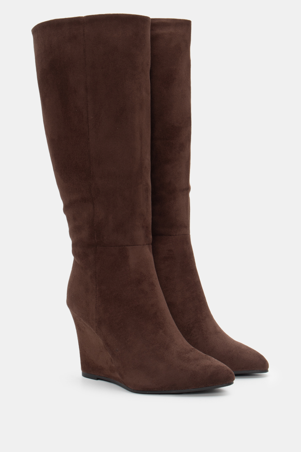 Μπότες Μυτερές με Πλατφόρμα - Καφέ Σκούρο