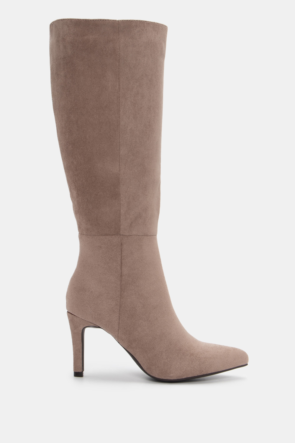 Μπότες Μυτερές με Τακούνι - Μπεζ-Σκούρο