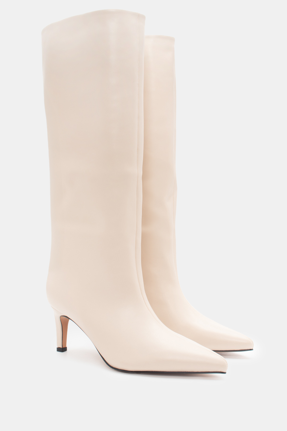 Μπότες Μυτερές Μονόχρωμες - Μπεζ