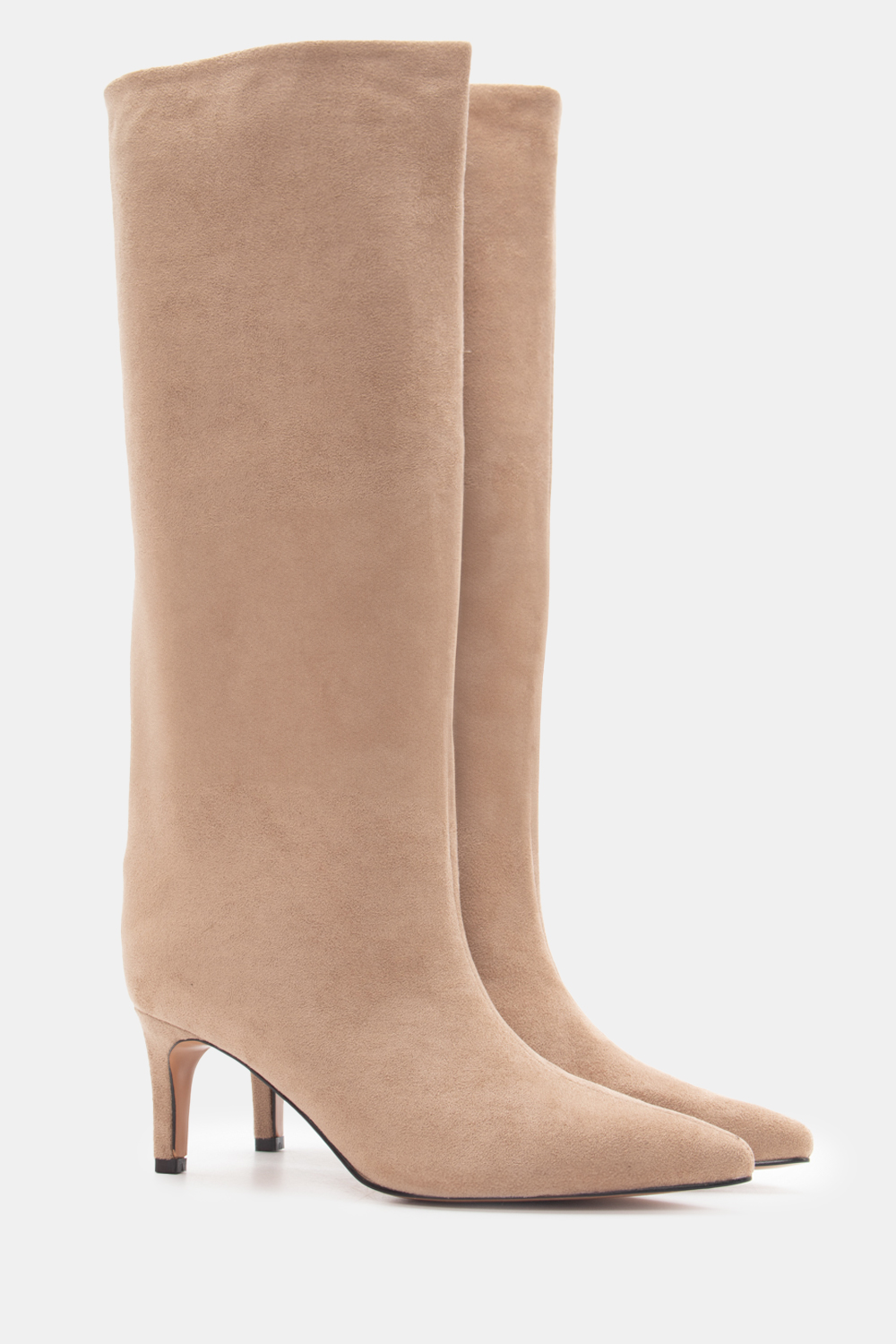 Μπότες Μυτερές Μονόχρωμες - Μπεζ-Σκούρο