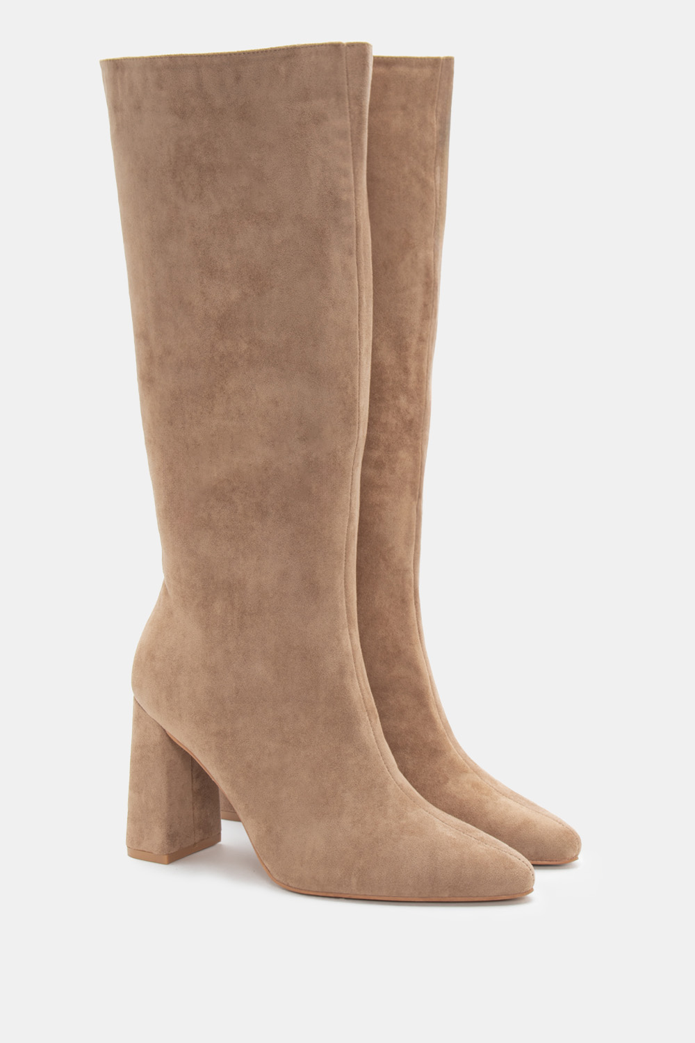 Μπότες Μυτερές Μονόχρωμες - Μπεζ-Σκούρο