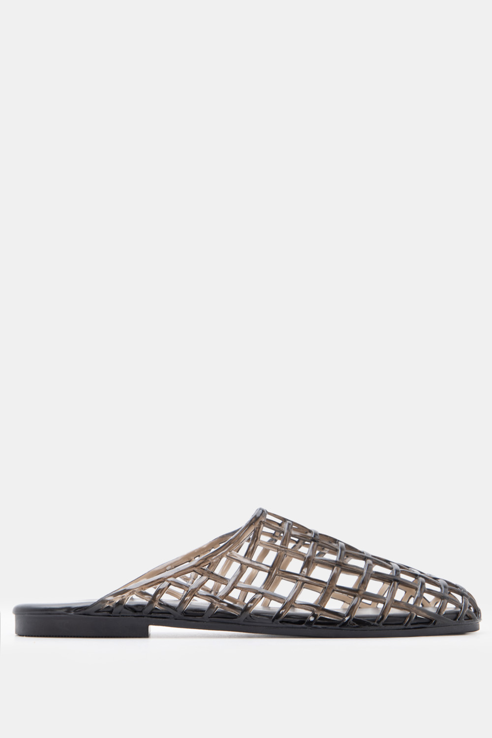 Mules Jelly Flat με Πλέξη - Μαύρο