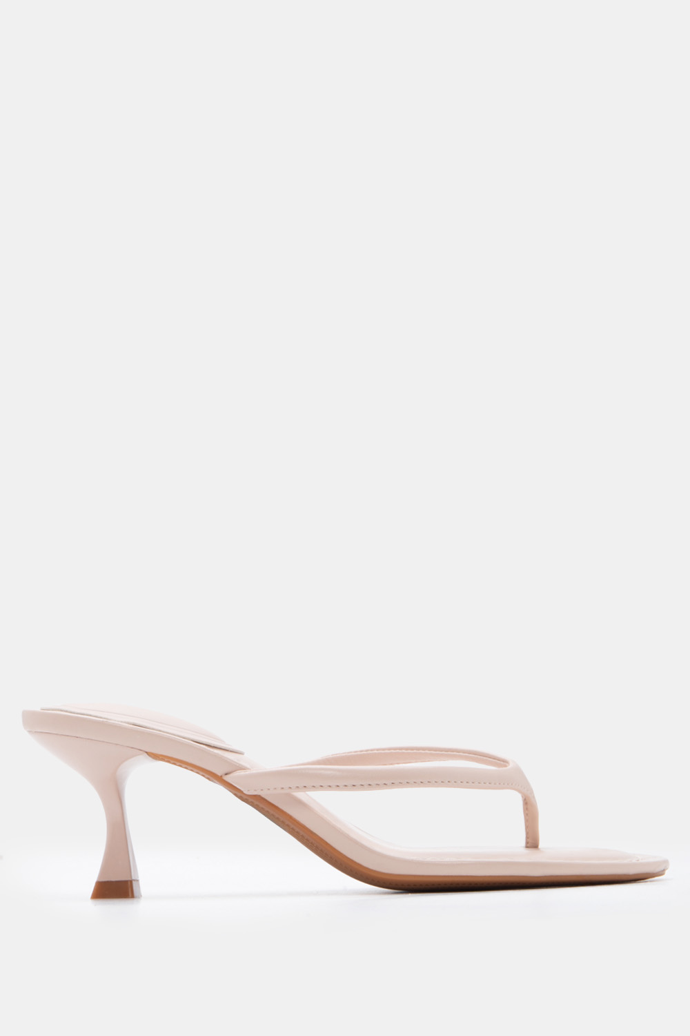 Mules Thong Kitten Heel - Μπεζ