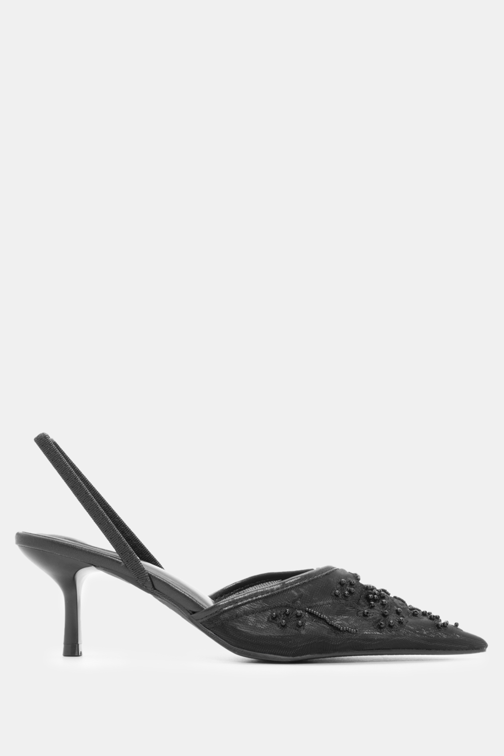 Mules με Δίχτυ & Διακοσμητικές Χάντρες - Μαύρο
