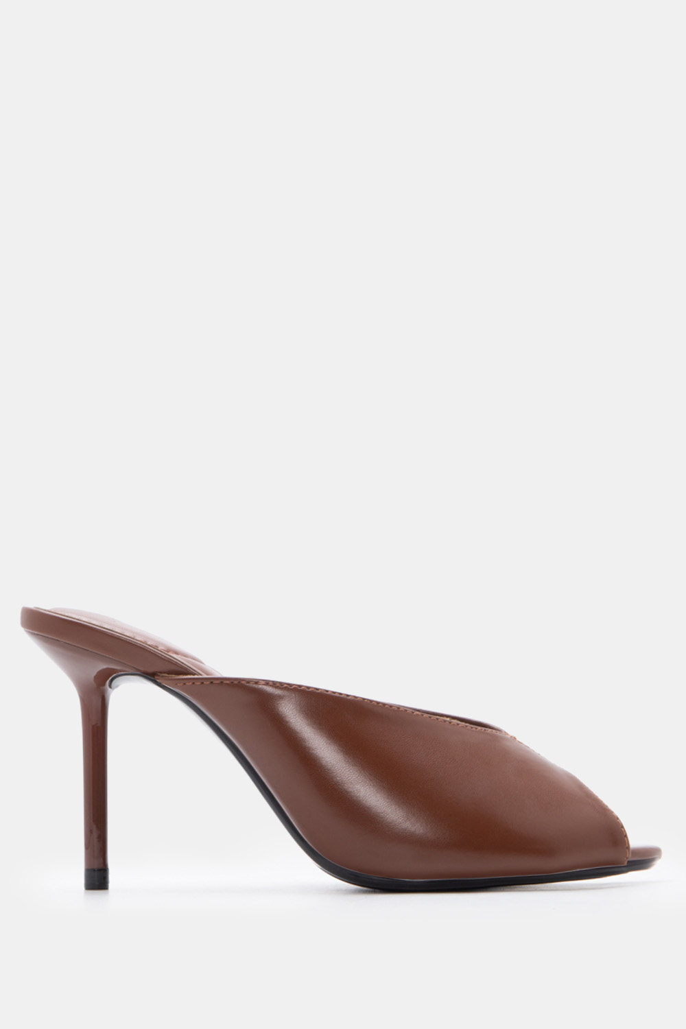 Mules Peep Toe - Καφέ Σκούρο