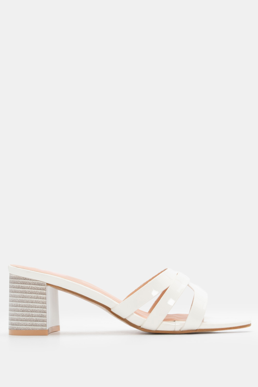 Mules με Λουράκια - Λευκό-Λουστρίνι