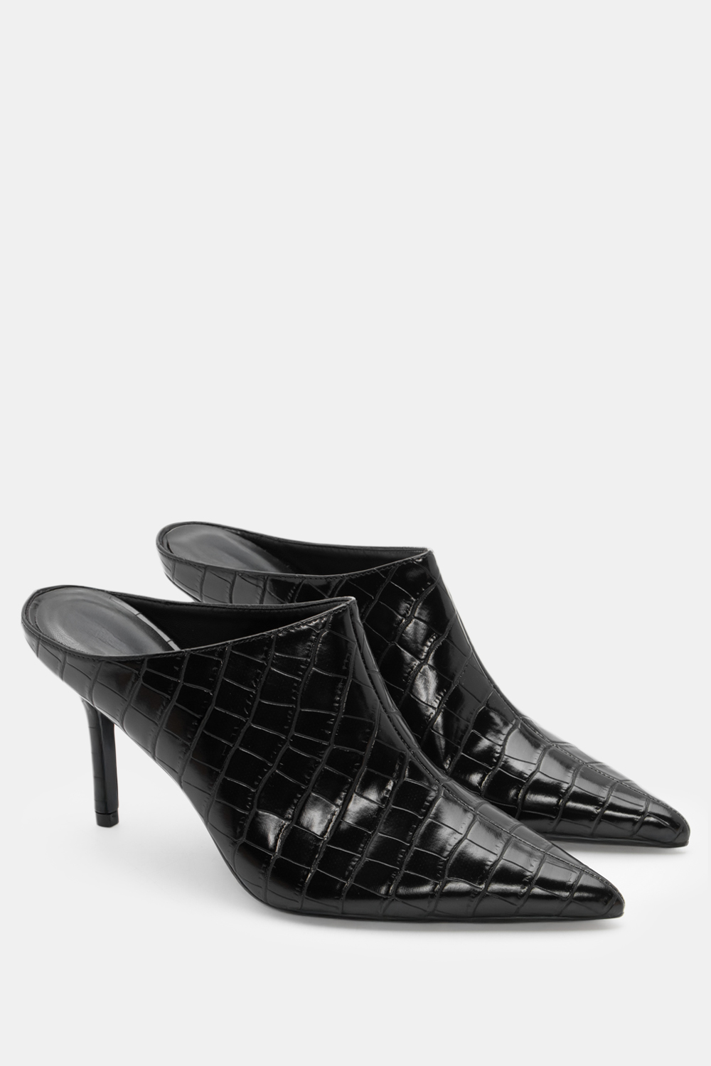Mules Μυτερά Croco - Μαύρο