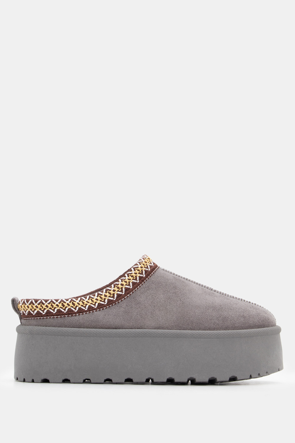 Παντόφλες Δίσολες με Κέντημα - Ανθρακί