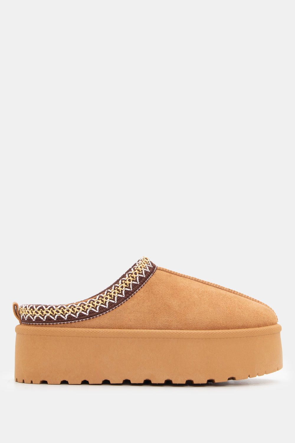 Παντόφλες Δίσολες με Κέντημα - Κάμελ