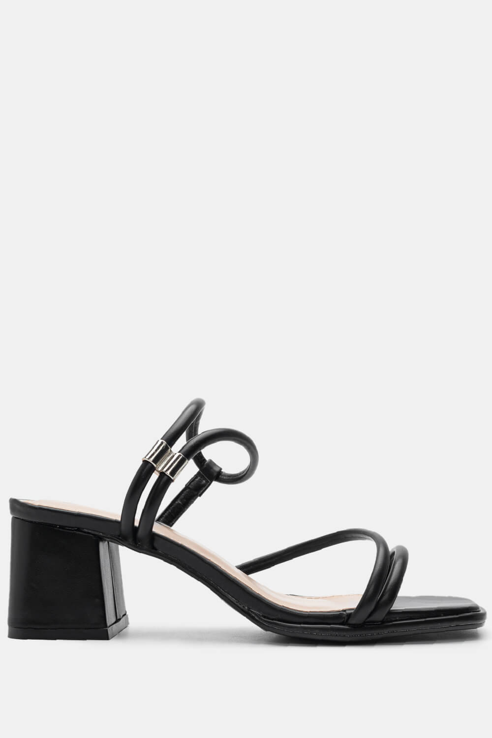 Πεδιλα με Λοξό Λουράκι & Μεταλλική Λεπτομέρεια - Μαύρο