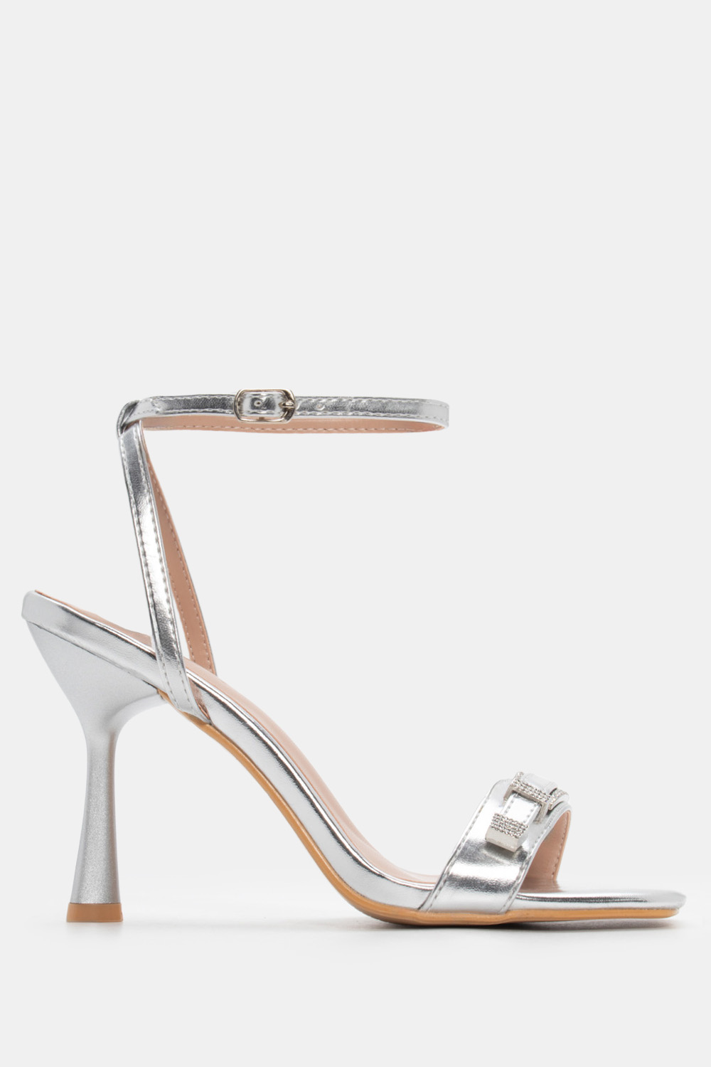 Πέδιλα με Μπαρέτα & Strass - Ασημί