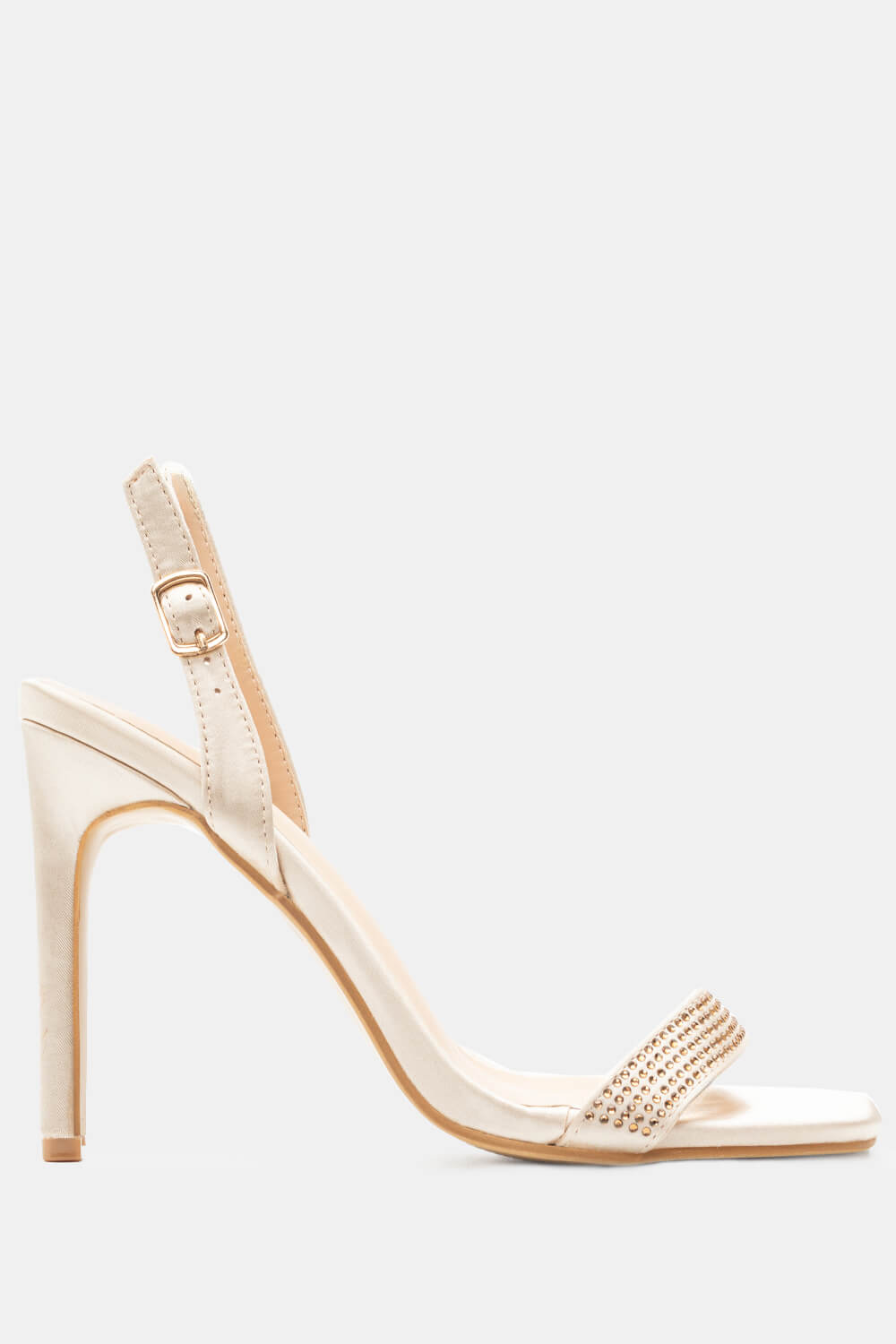 Πέδιλα Σατέν με Strass - Μπεζ