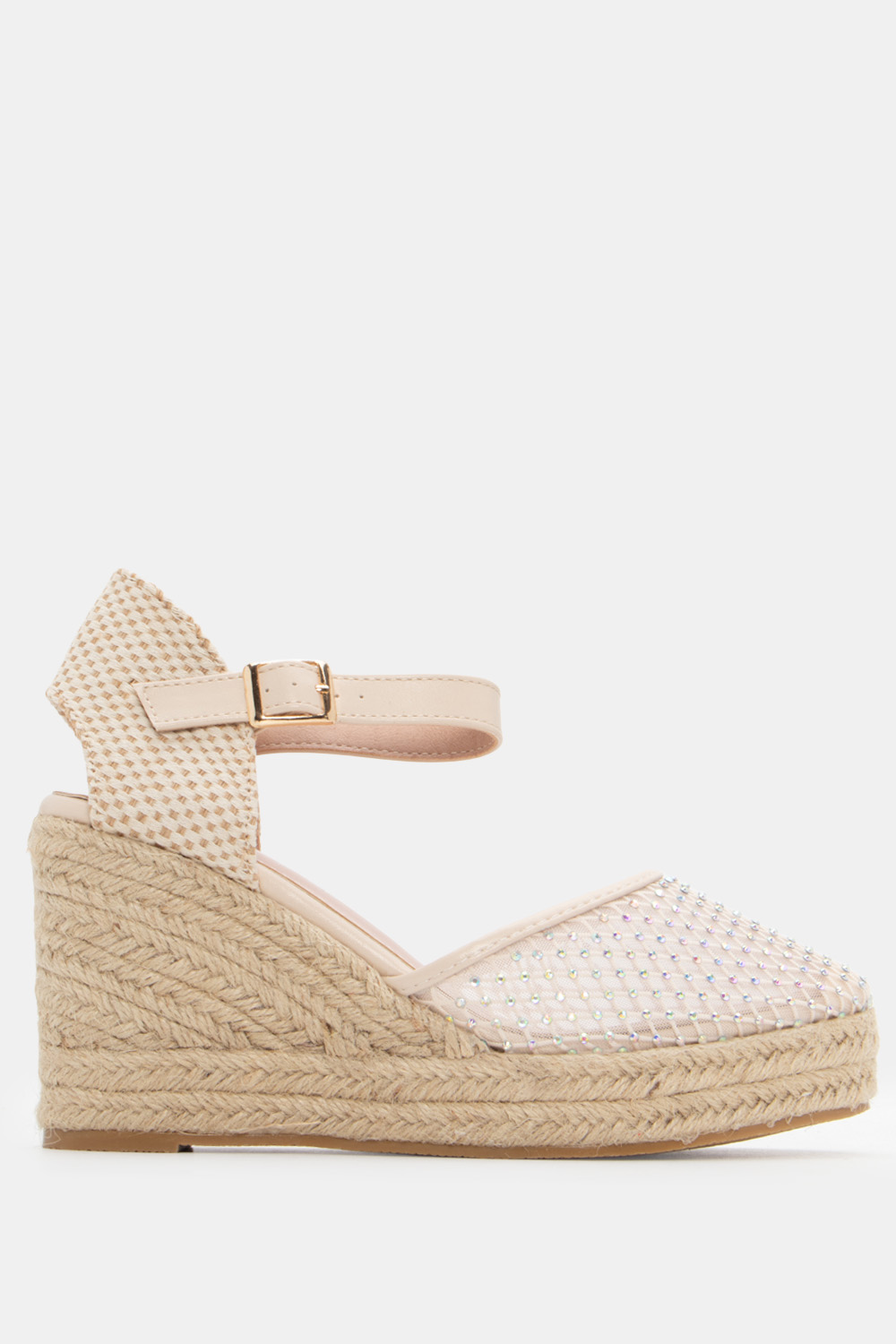 Πλατφόρμες Εσπαντρίγιες με Δίχτυ & Strass - Μπεζ
