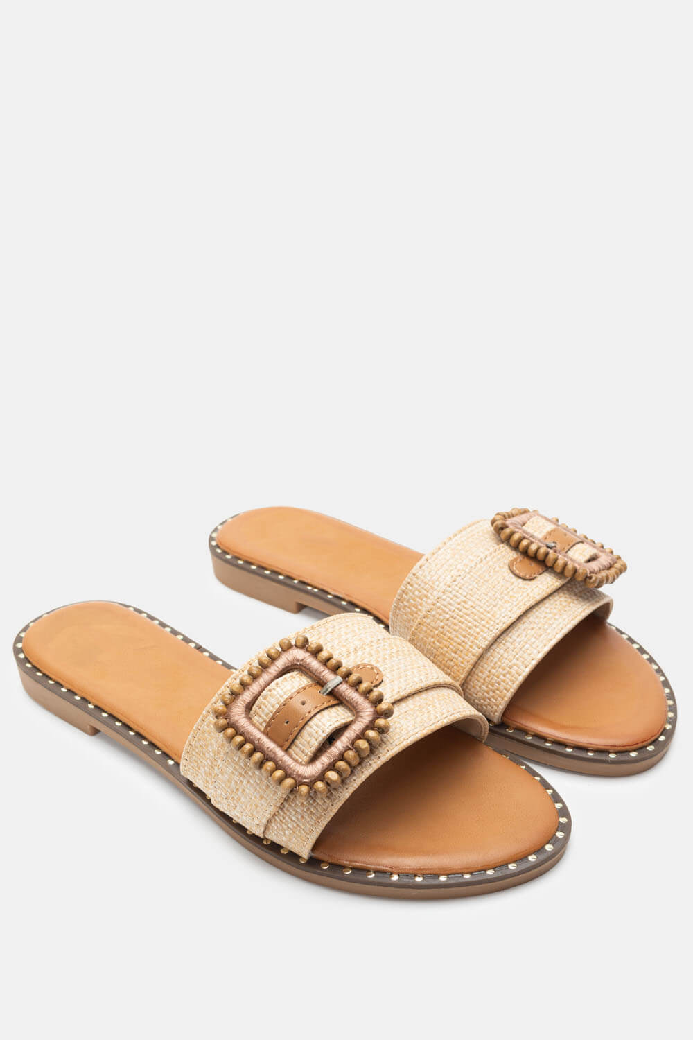 Σανδάλια Flat με Διακοσμητική Τόκα - Κάμελ