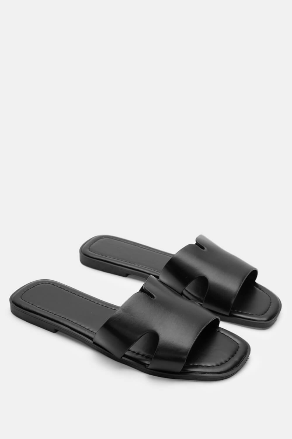 Σανδάλια Flat με Φαρδιά Φάσα - Μαύρο