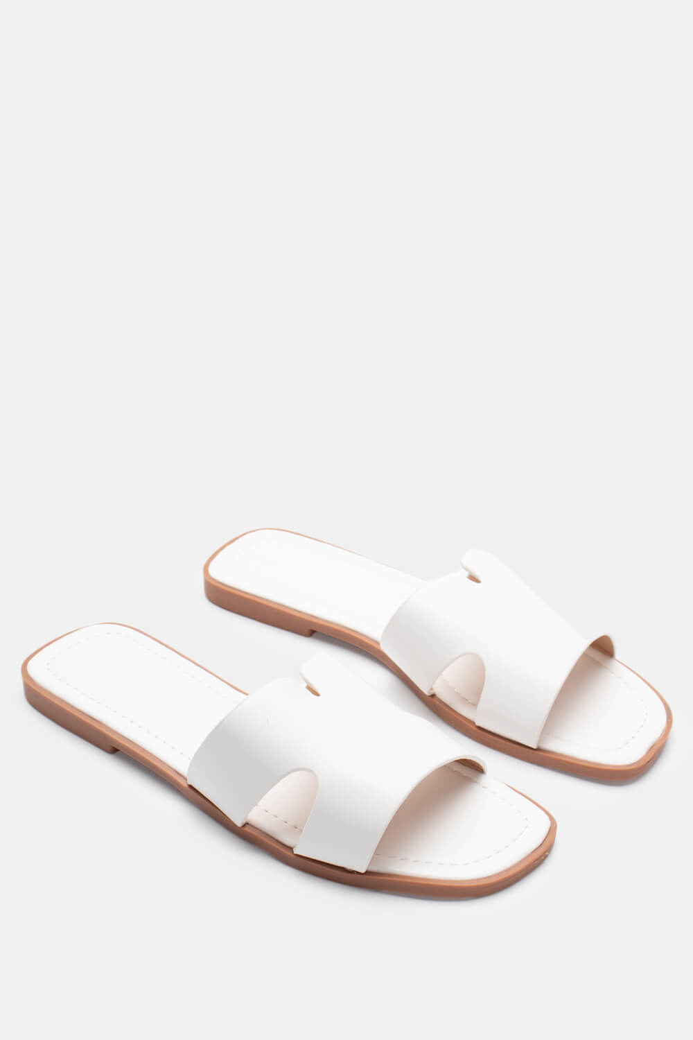 Σανδάλια Flat με Φαρδιά Φάσα - Λευκό
