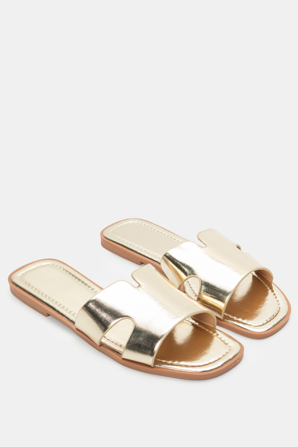 Σανδάλια Flat με Φαρδιά Φάσα - Χρυσό