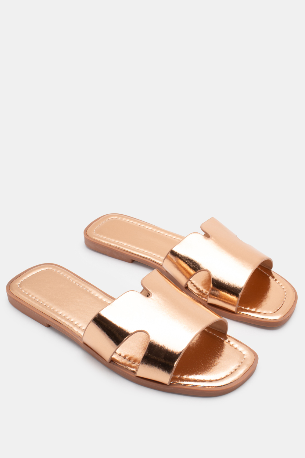 Σανδάλια Flat με Φαρδιά Φάσα - Χαλκός