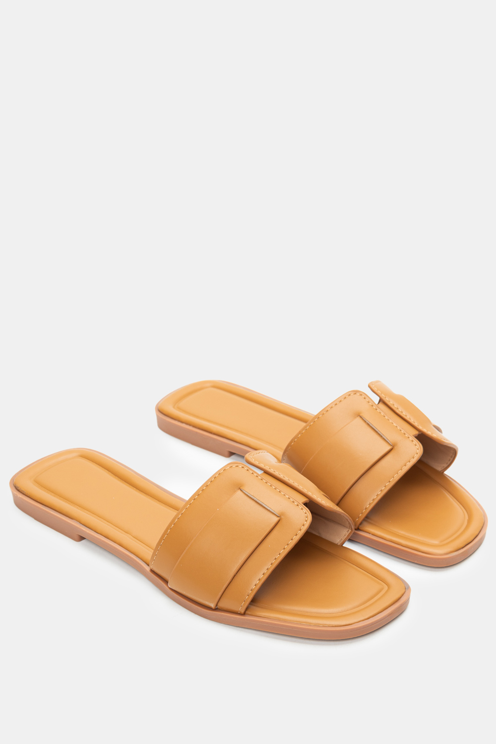 Σανδάλια Flat με Φάσα - Κάμελ