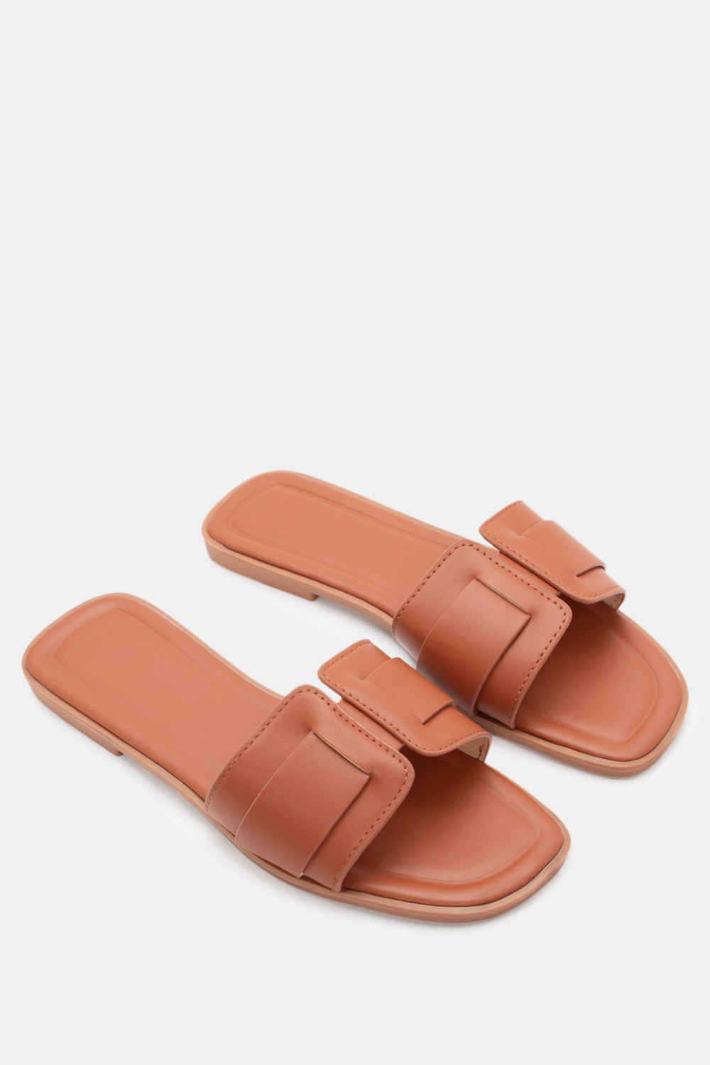 Σανδάλια Flat με Φάσα - Καφέ Σκούρο