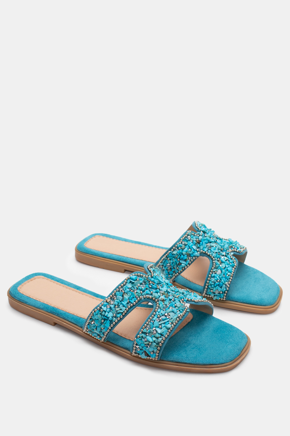 Σανδάλια Flat με Χαντρές - Γαλάζιο