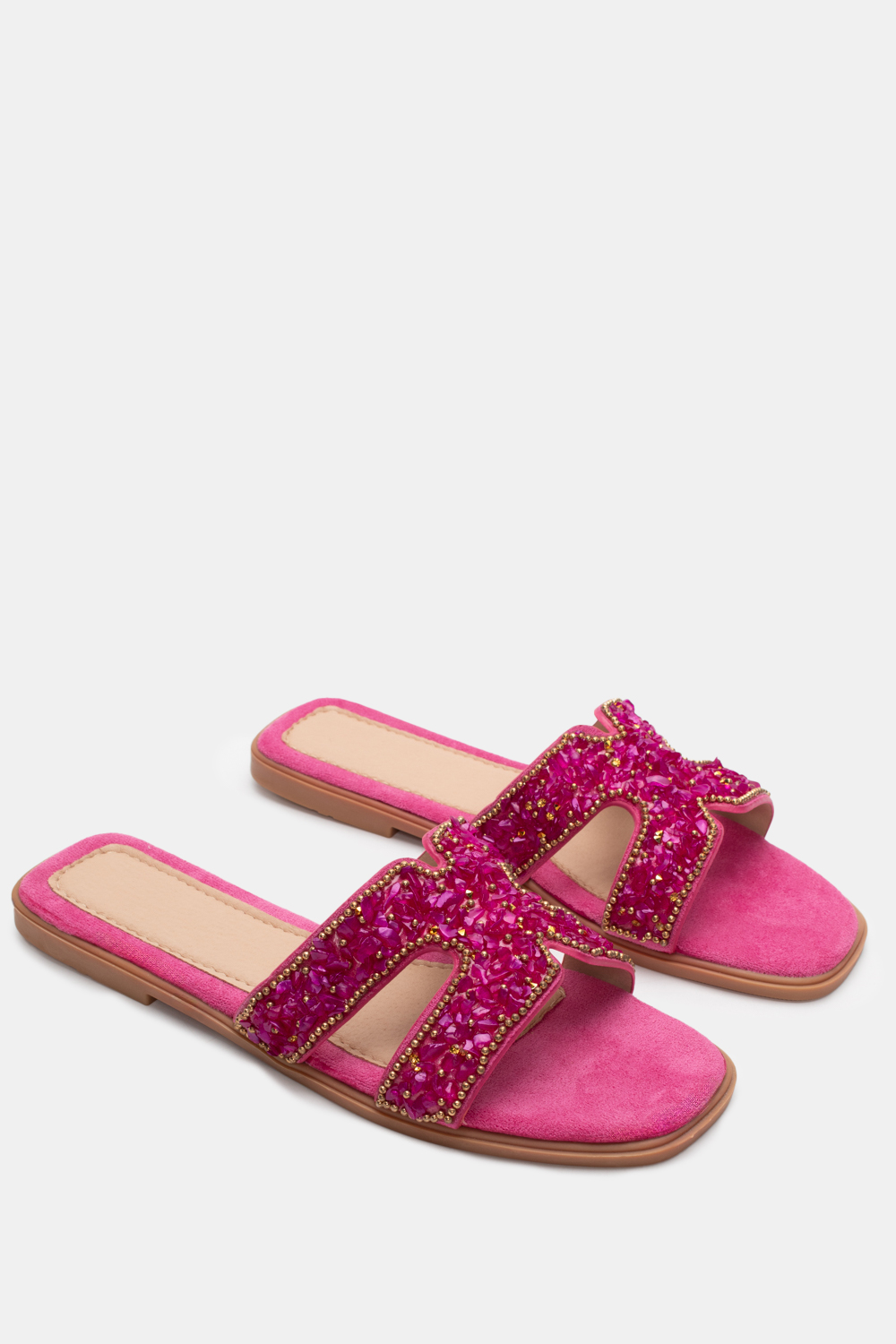 Σανδάλια Flat με Χαντρές - Φούξια
