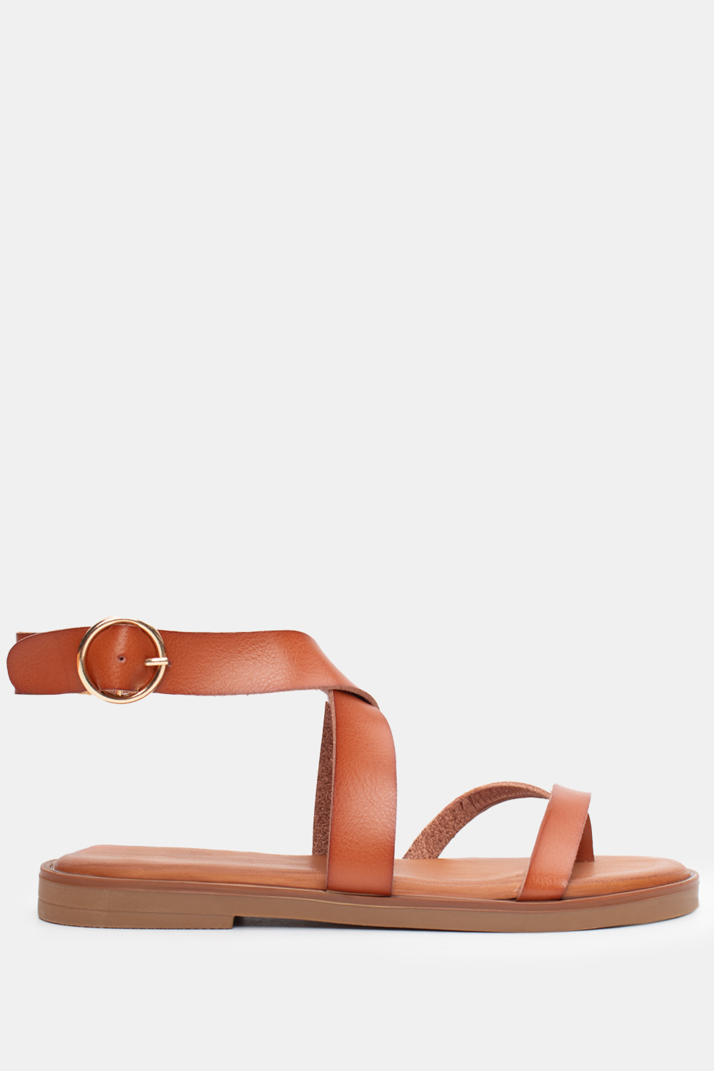 Σανδάλια Flat με Χιαστί Λουράκια - Κάμελ