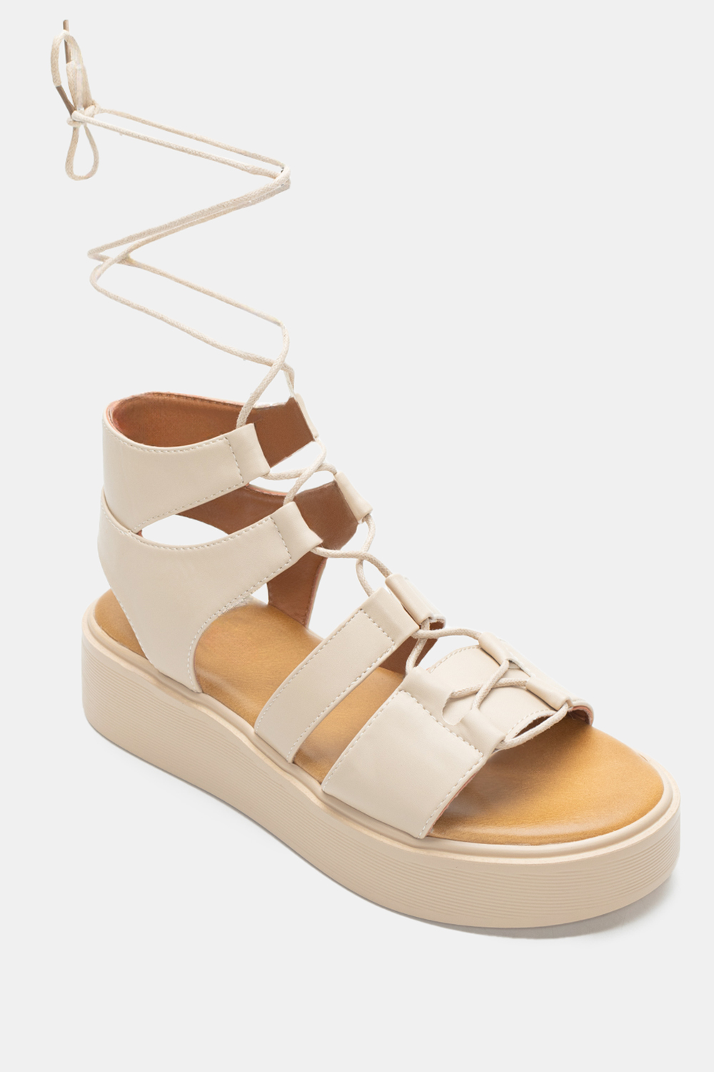 Σανδάλια Flatform Gladiator - Μπεζ