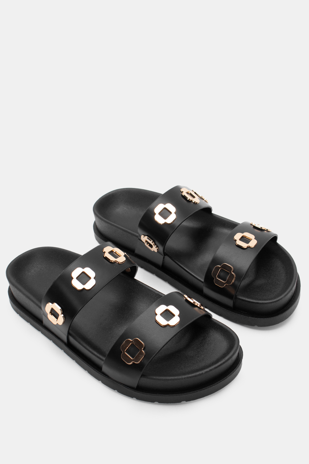 Σανδάλια Flatform με Διακοσμητικά - Μαύρο