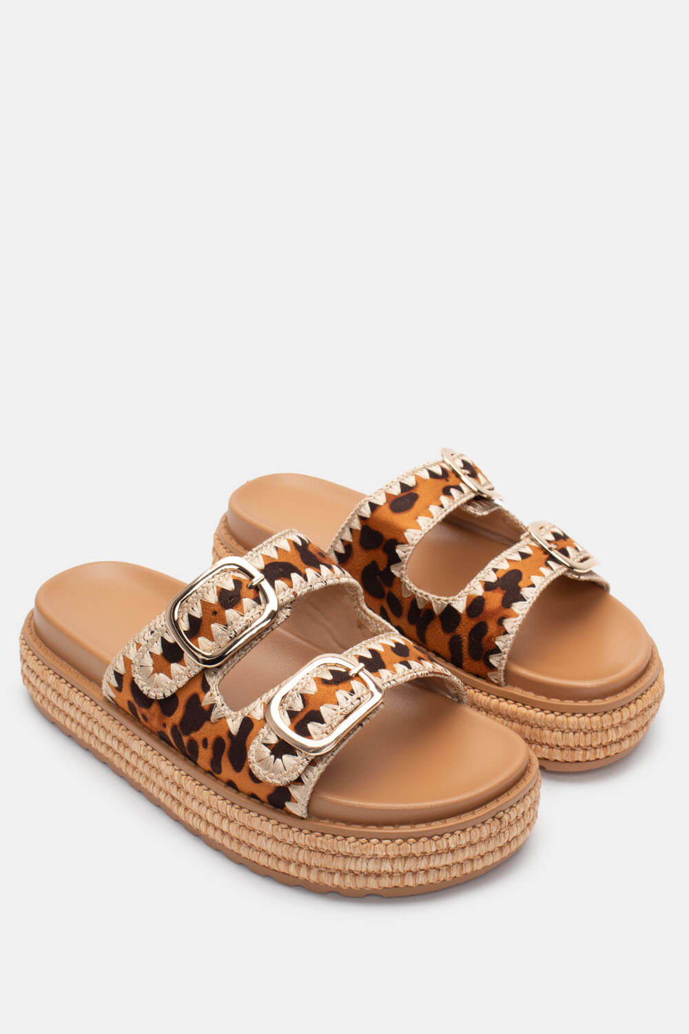 Σανδάλια Flatform με Κέντημα - Animal Print