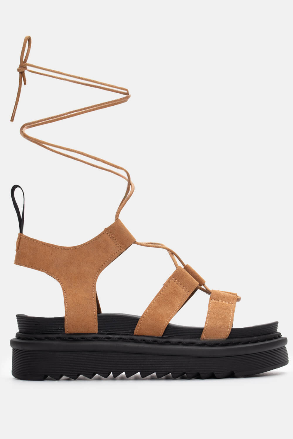 Σανδάλια Flatform με Κορδόνια Lace Up - Κάμελ