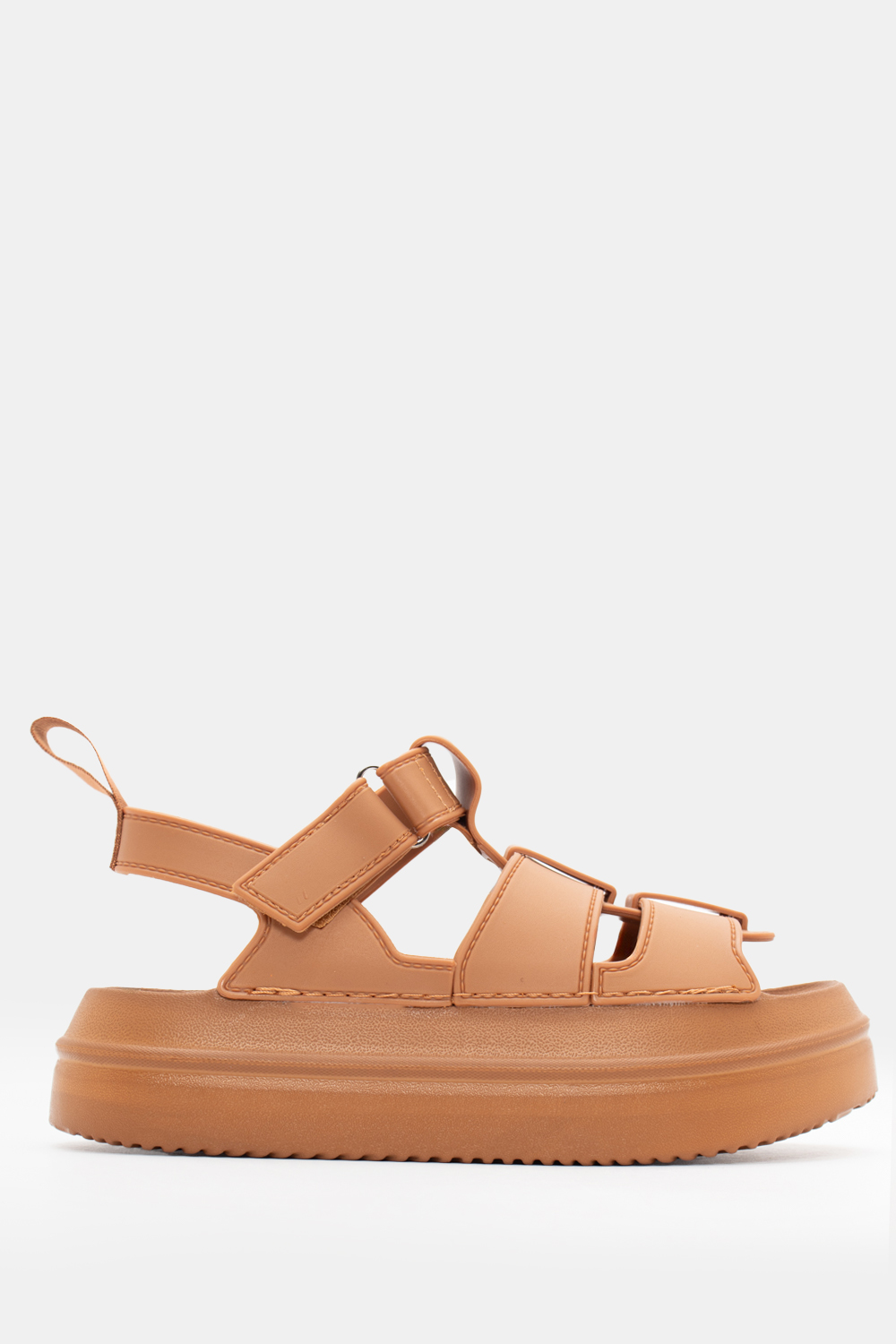 Σανδάλια Flatform με Λουράκι Scratch - Κάμελ