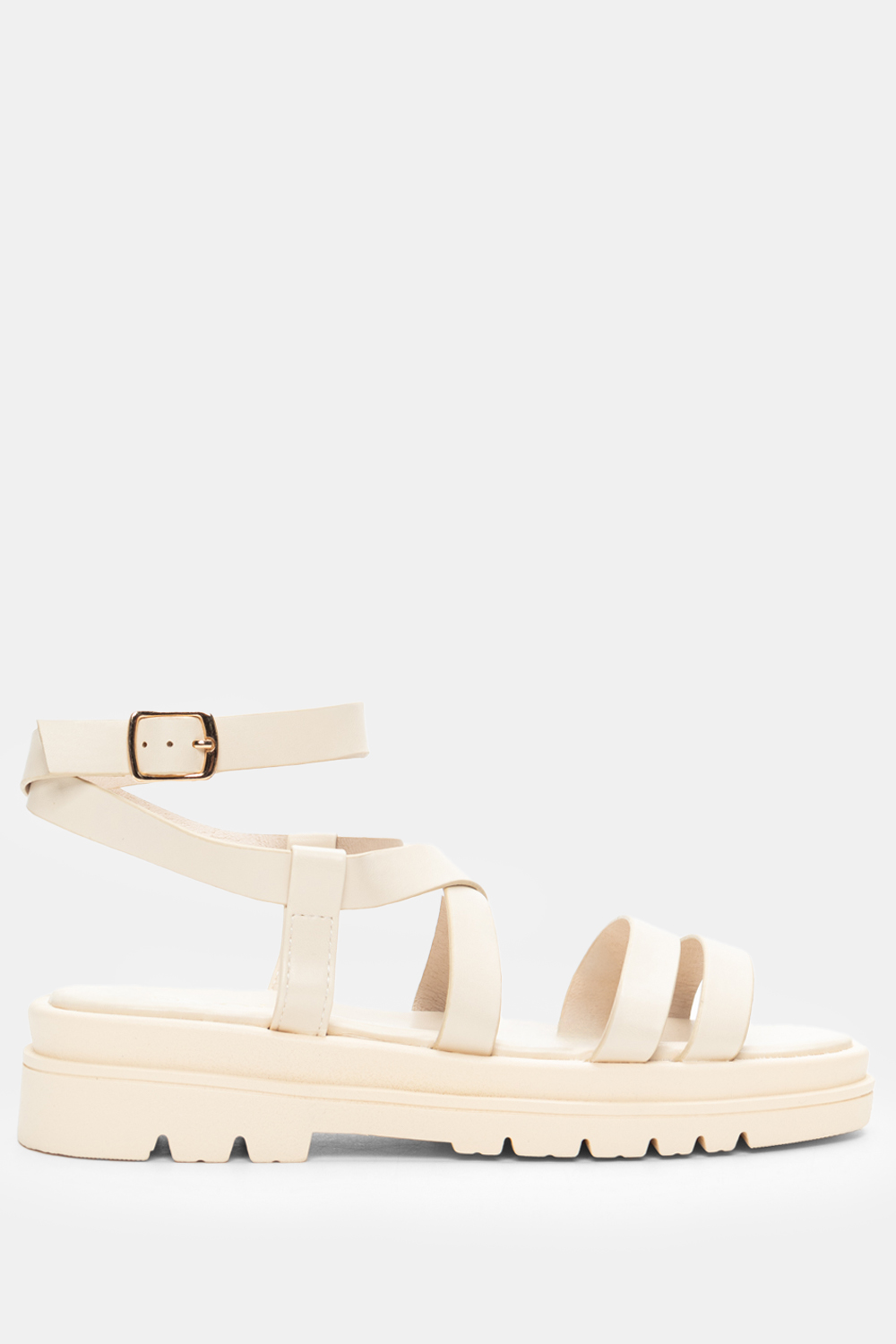 Σανδάλια Flatform με Λουράκια - Μπεζ