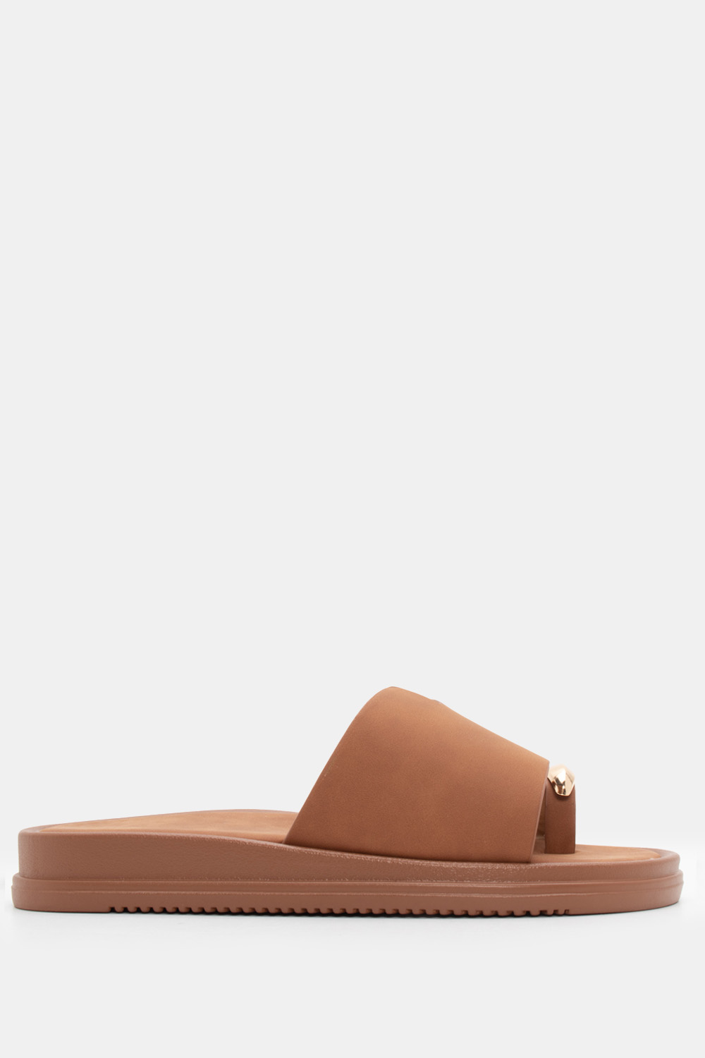 Σανδάλια Flatform με Μεταλλική Λεπτομέρεια - Κάμελ