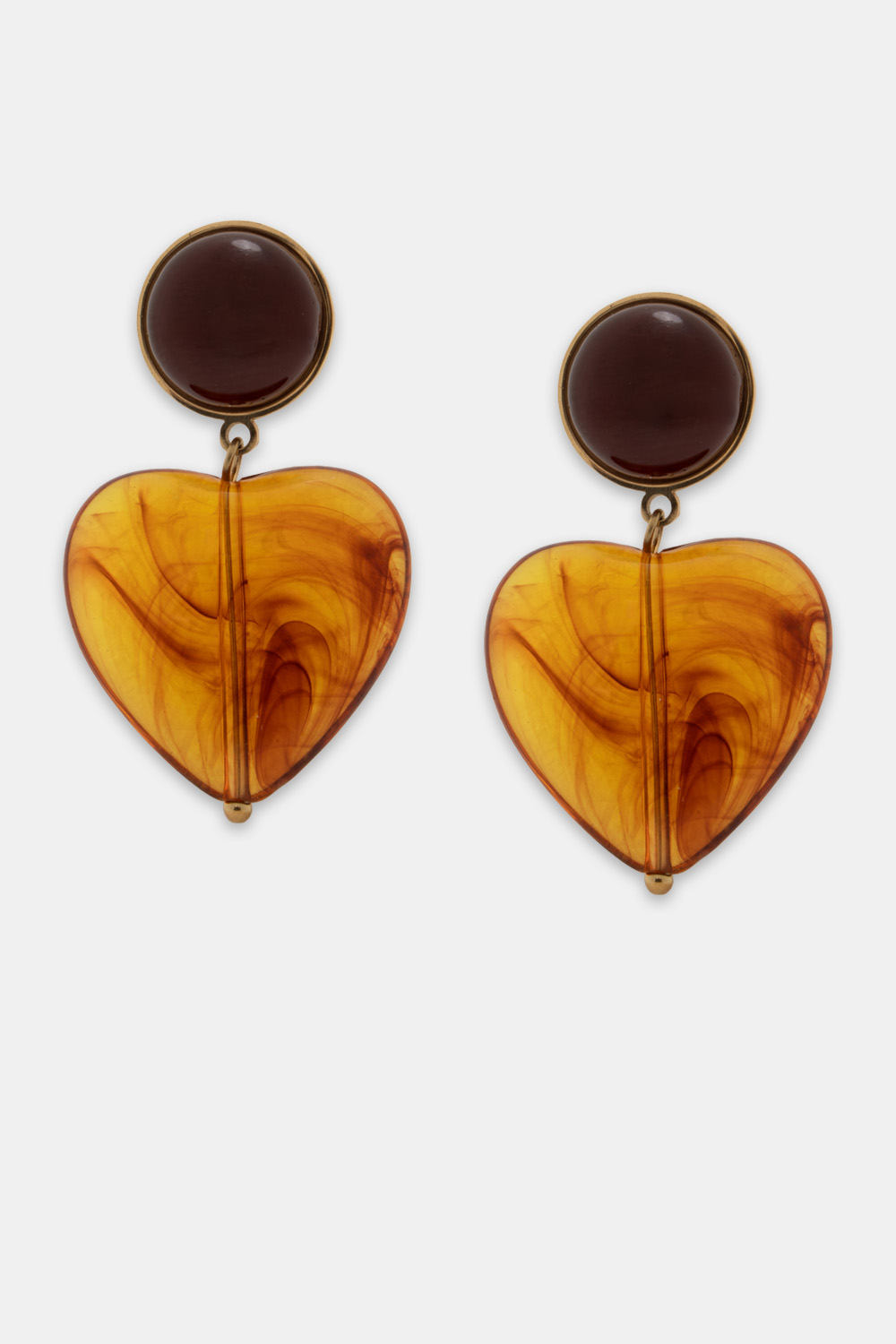 Σκουλαρίκια σε Σχήμα Καρδιά - Καφέ