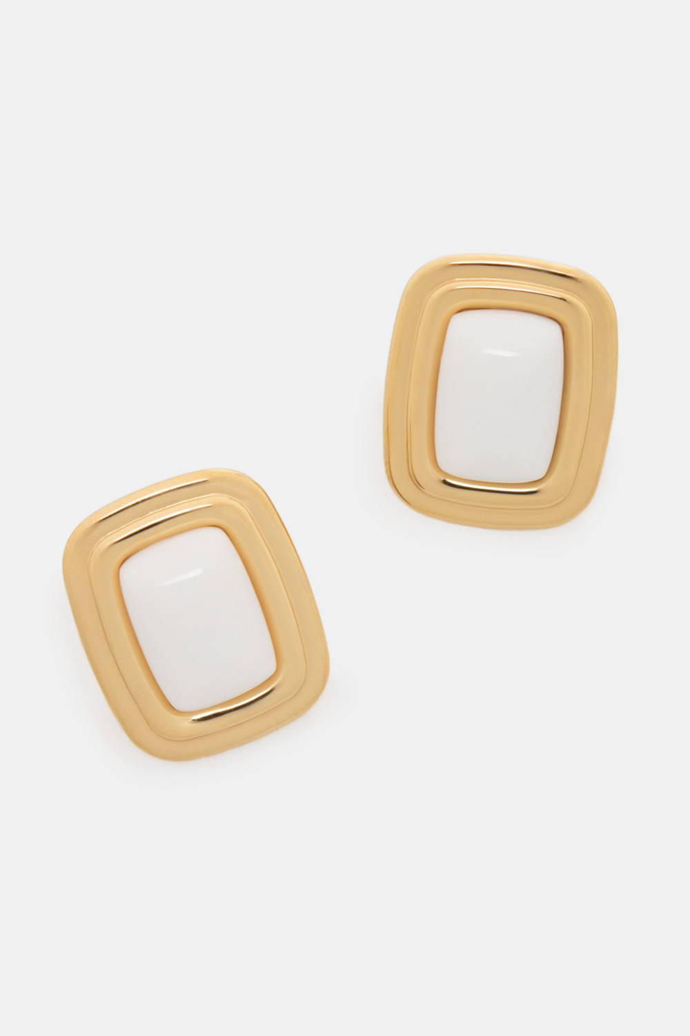 Σκουλαρίκια Τετράγωνα - Λευκό