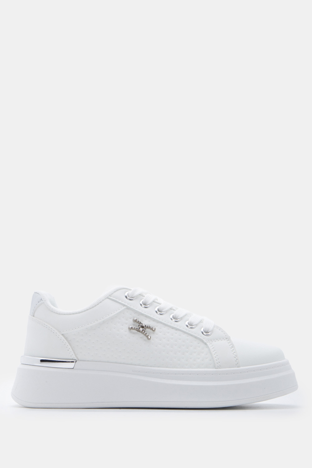 Sneakers Δίσολα σε Διακοσμητικό απο Strass - Λευκό