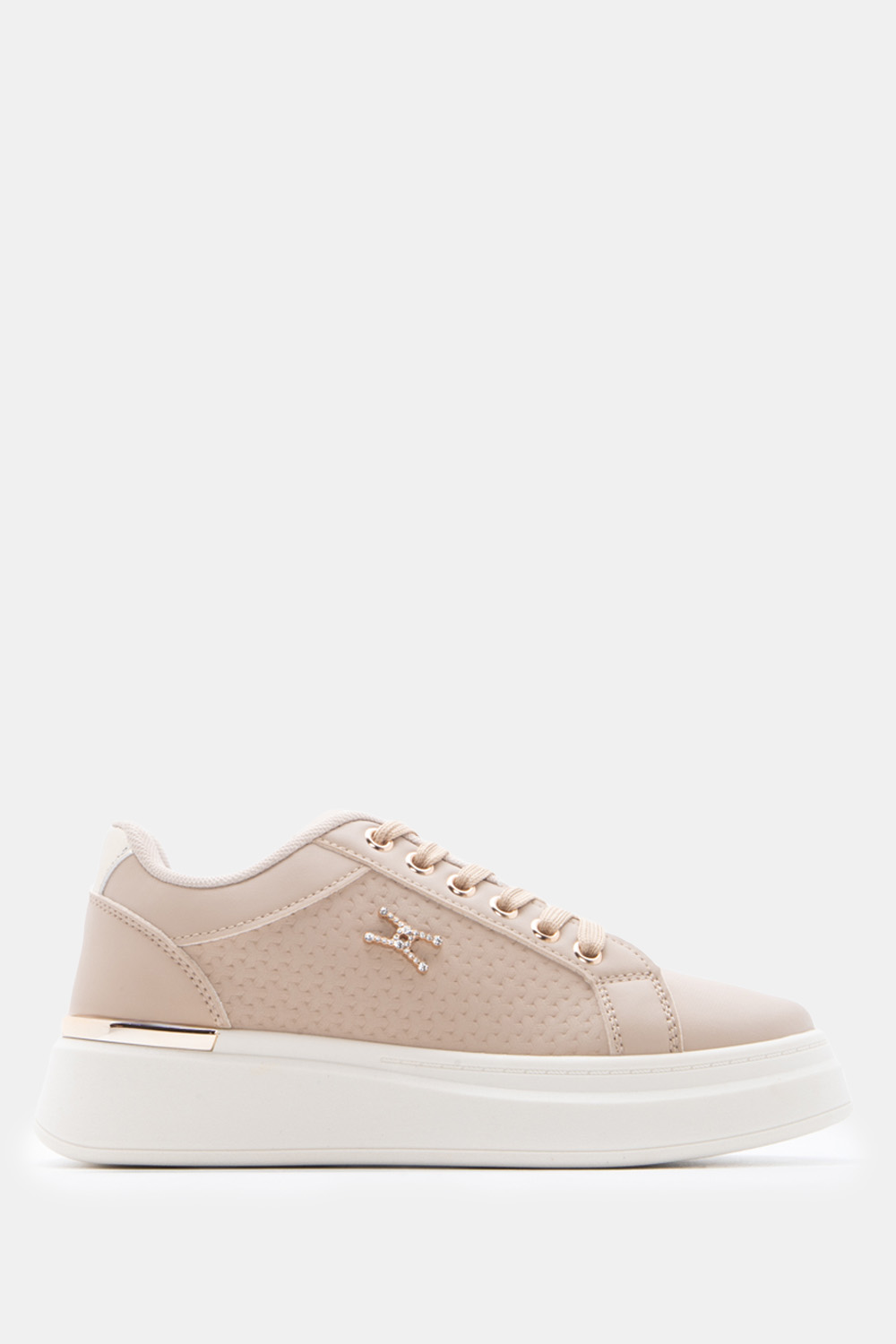 Sneakers Δίσολα σε Διακοσμητικό απο Strass - Μπεζ-Σκούρ