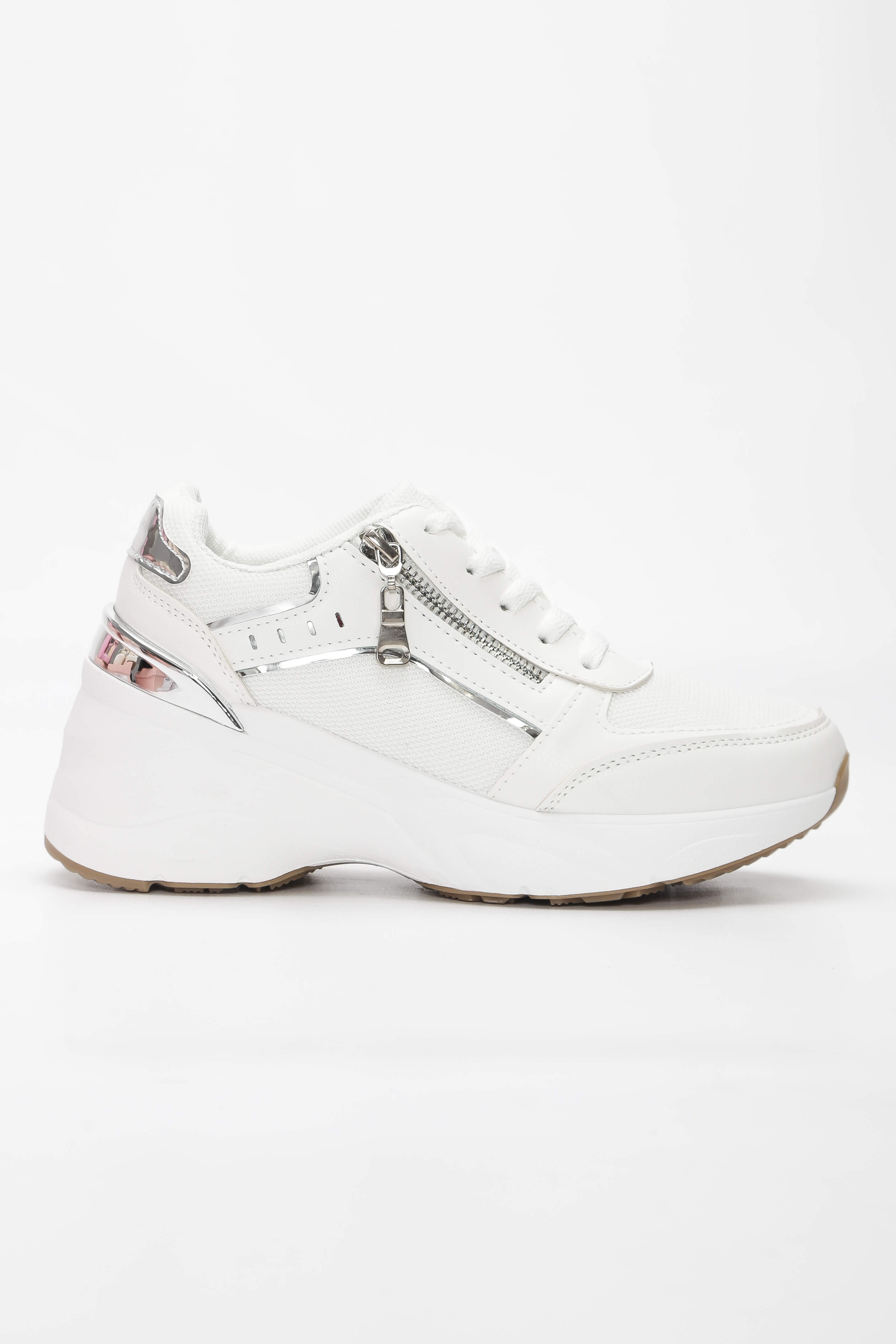 Sneakers με Διακοσμητικό Φερμουάρ - Λευκό
