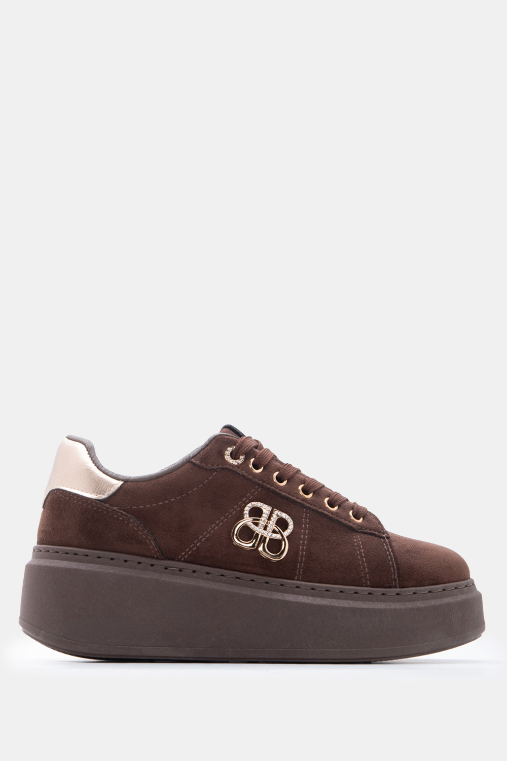 Sneakers με Διακοσμητικό από Strass - Καφέ Σκούρο